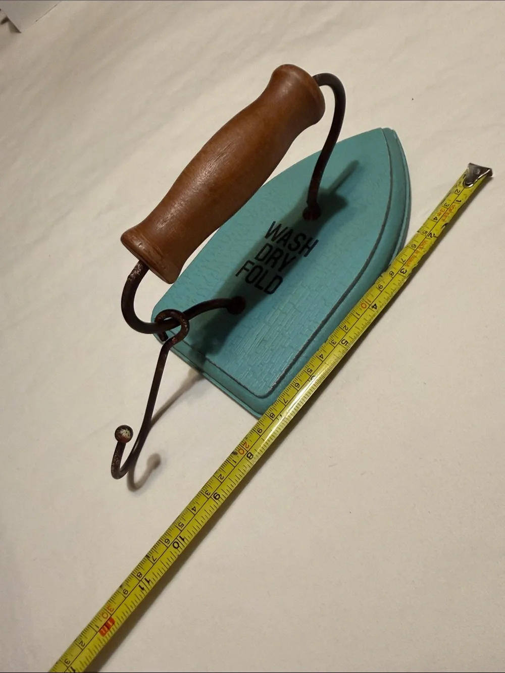 Hobby Lobby Turquoise 'Wash Dry Fold' Decorative Hook with Wood Handle